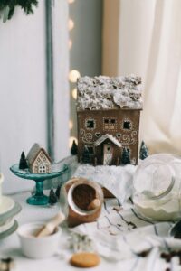Gingerbread house and hot coco - Selling Your Christmas movie blog