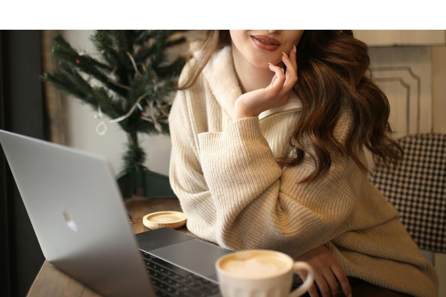 girl at computer with coco
